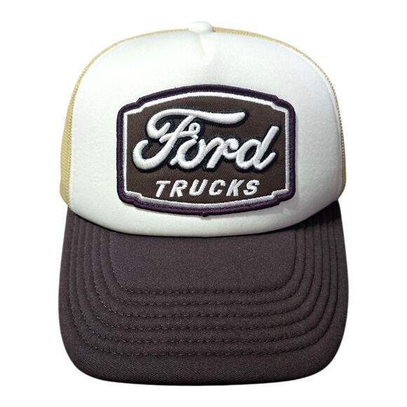 Ford Trucks Patch Hat Trucker Snapback Cap Brown Tan Mesh Back Official Licensed - Picture 2 of 9